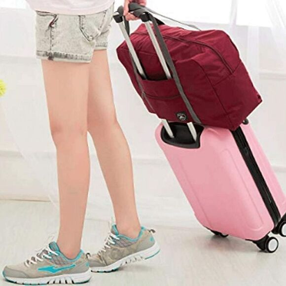 2 Pack Foldable Travel Duffel Bag for Airlines Carry on Bag Weekender Ov… - Picture 5 of 6